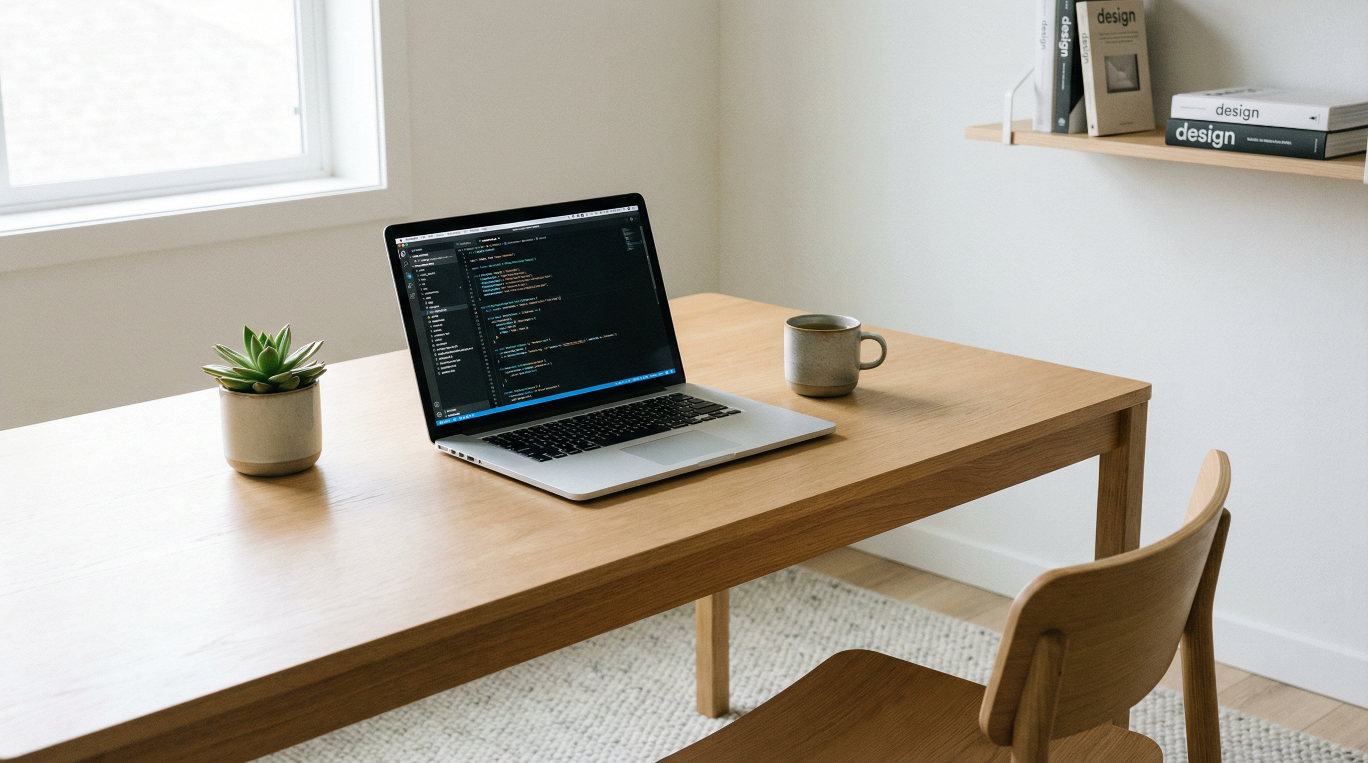 A calm, minimalist developer workspace